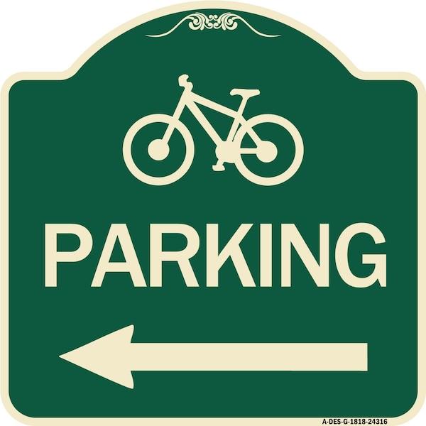 Signmission Bicycle Symbol Parking Left Arrow Heavy-Gauge Aluminum Architectural Sign, 18" x 18", G-1818-24316 A-DES-G-1818-24316 - main